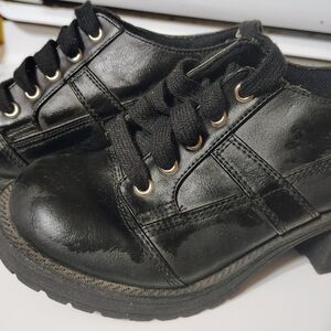 Black Lace-Up School Shoes